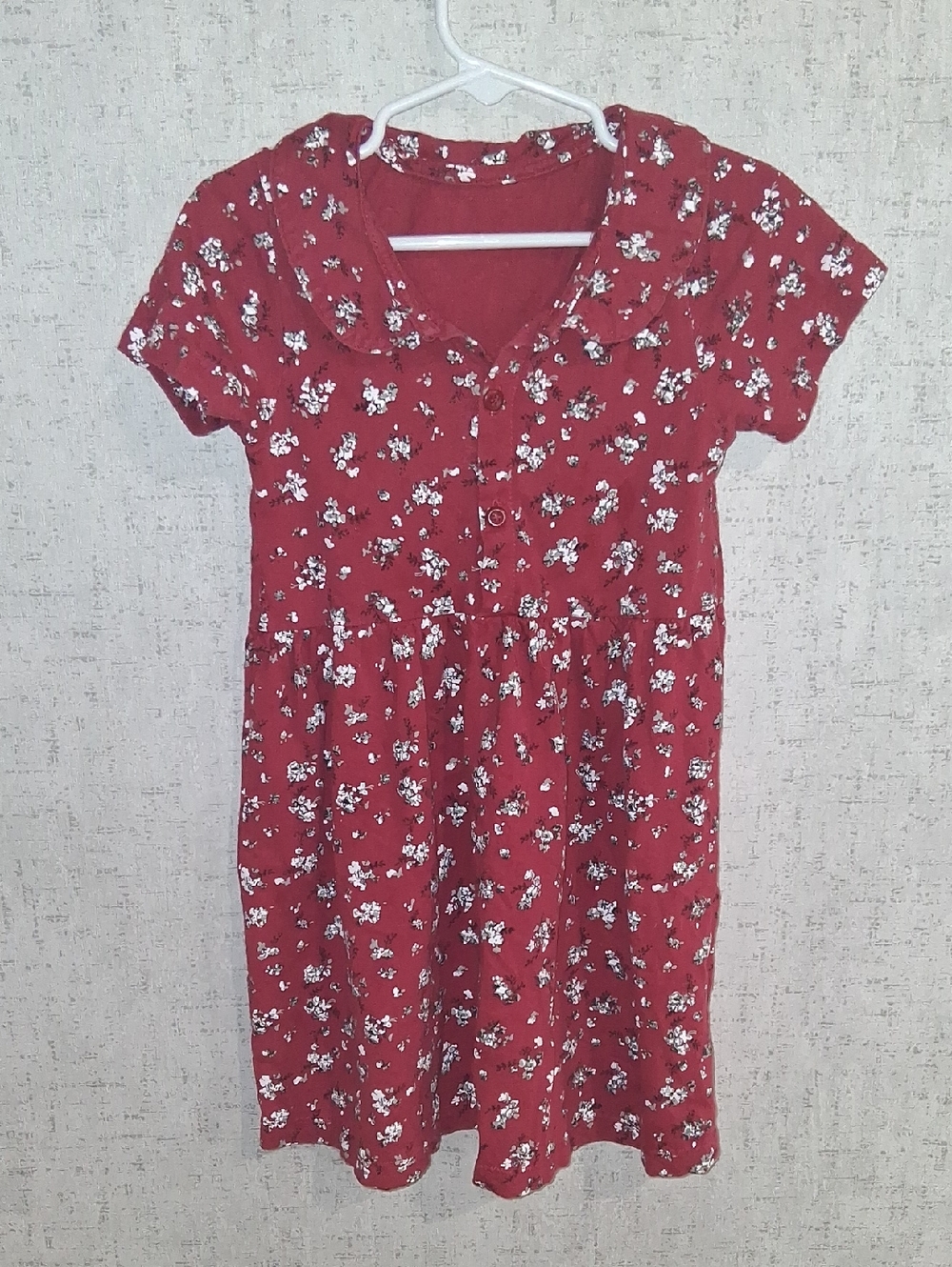 Red Floral Short Sleeve Dress